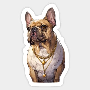 Red Pied color with gold chain French Bulldog Sticker